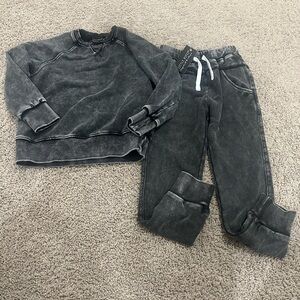 Little Bipsy Acid Washed Black Sweatshirt and Joggers Set